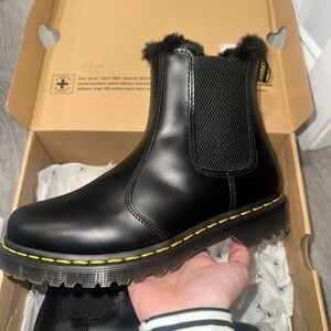 Black Leather Chelsea Boots with Yellow Stitching